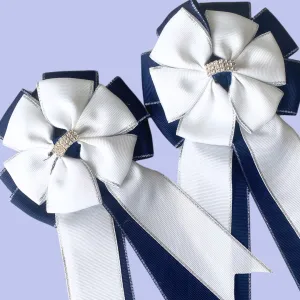 * Show Bows: White On Navy