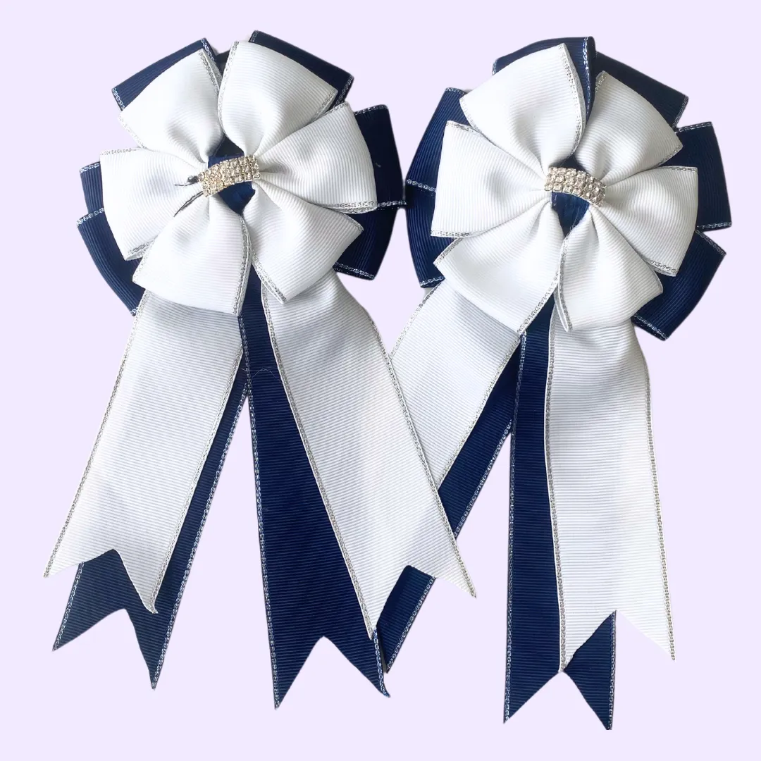 * Show Bows: White On Navy