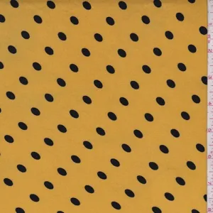 1 1/4 YD PC-ITY Mustard Gold/Black Dot Jersey Knit Fabric