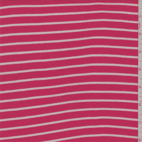 1 1/4 YD PC-Poppy/White Stripe Baby Rib Knit Fabric