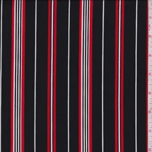 1 3/4 YD PC-ITY Black/White/Red Stripe Jersey Knit Fabric