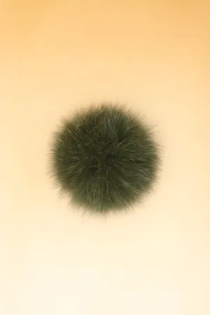 100% Real Fur Pom Pom Olive