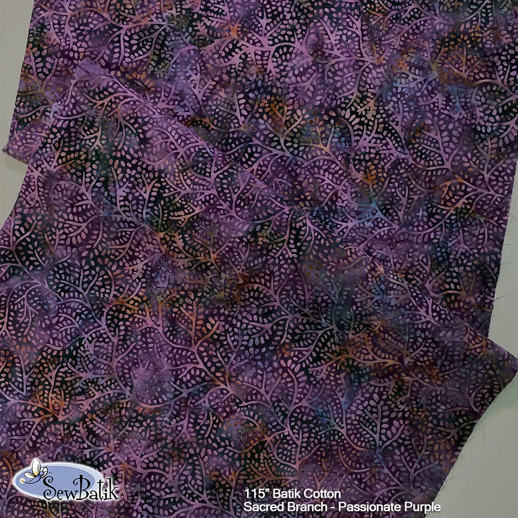 112" Wide Batik - Sacred Branch - Passionate Purple