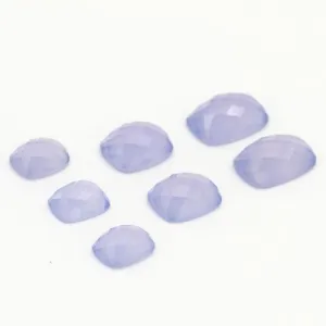 14x10mm Gem Blue Mexican Chalcedony Rose Cut Cushions