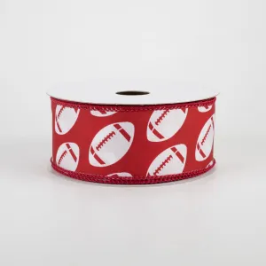 1.5" Diagonal Dotted Football Ribbon: Crimson & White (10 Yards)