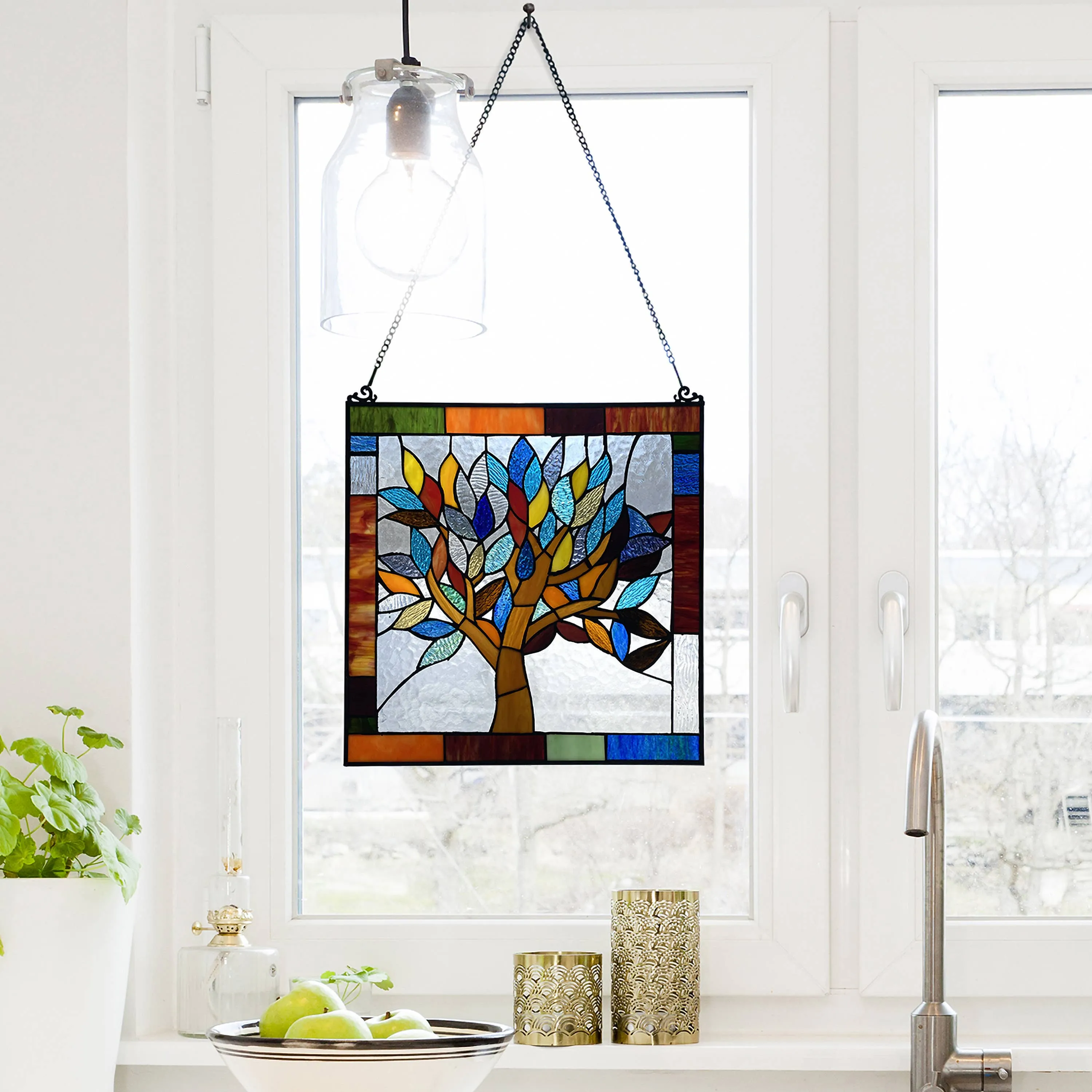 18"H Marely Multicolor Mystical Tree Window Panel