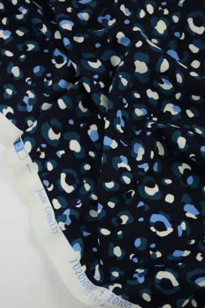 1YD PRECUT; Teal/Peri/Cream Leopard on Midnight Navy Nylon Spandex Tricot | Designer Deadstock