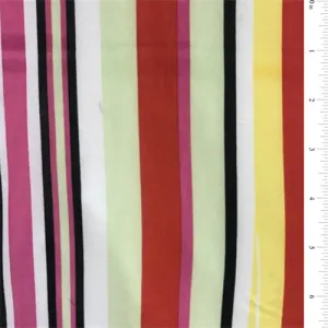 2 YD PC-Red/Lime/Pink Stripe Jersey Knit Fabric