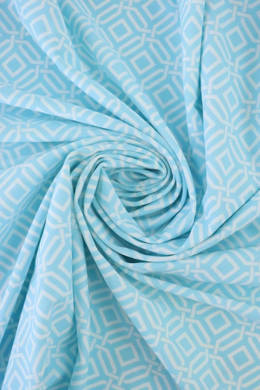 2YD PRECUT; Intertwined on Sky Blue Nylon Spandex Tricot | Designer Deadstock