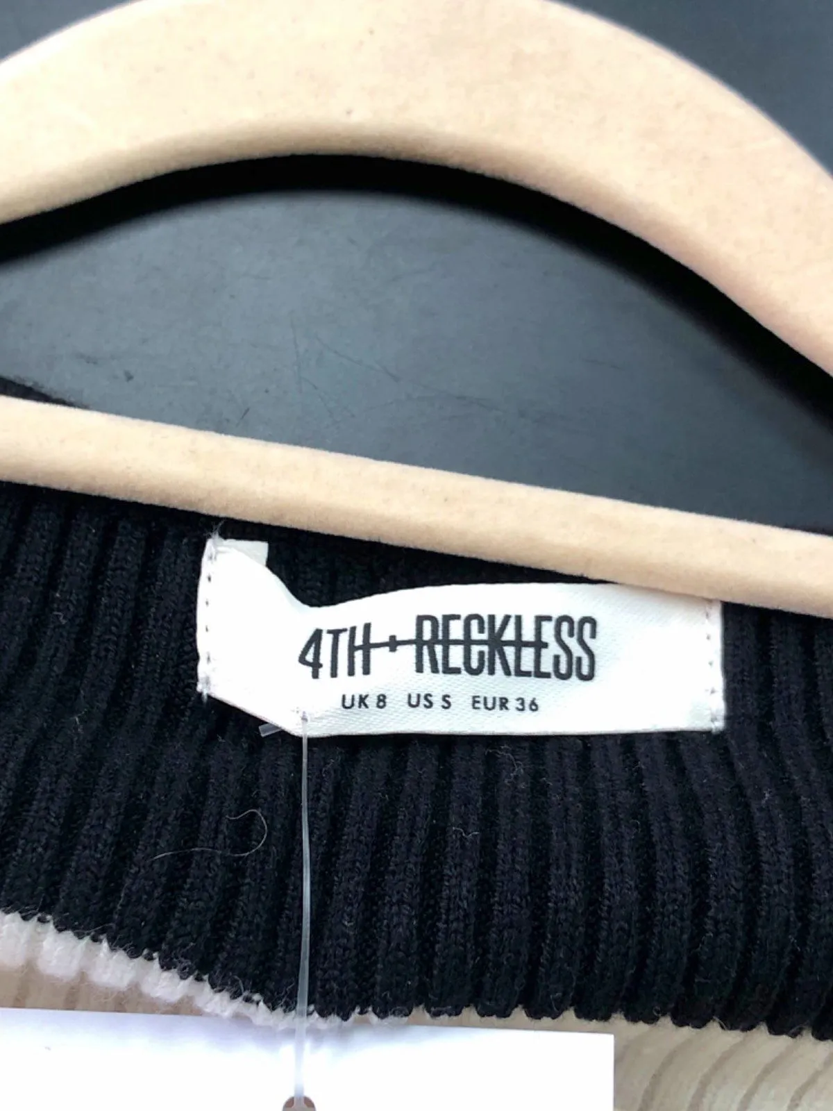 4th   Reckless Black and White Stripe Jumper UK 8