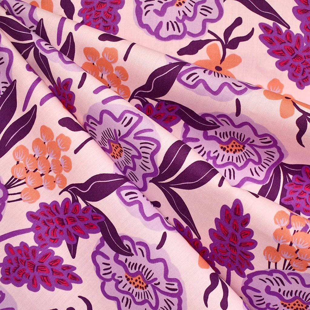 Abstract Cut Flowers Cotton Poplin Blush/Lavender