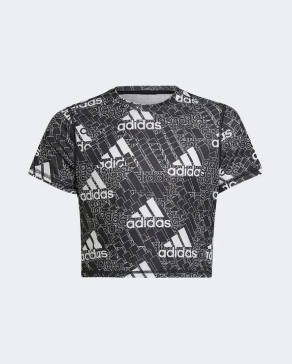 Adidas Aeroready Designed To Move Girls Sportswear T-Shirt Black/White Hm4463