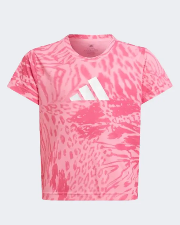 Adidas Aeroready Sport Icons Animal Girls Training T-Shirt Pink Hl2439