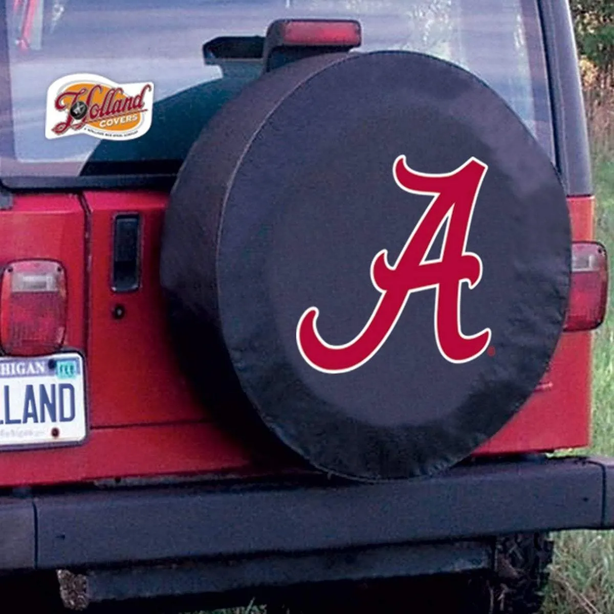 Alabama Crimson Tide HBS Black Vinyl "A" Fitted Car Tire Cover