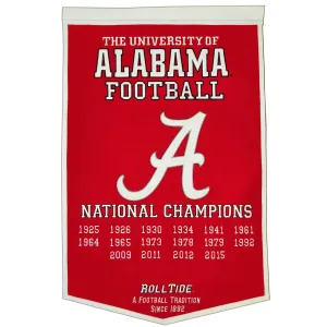 Alabama Crimson Tide Winning Streak Genuine Wool Dynasty Banner 24" x 36"