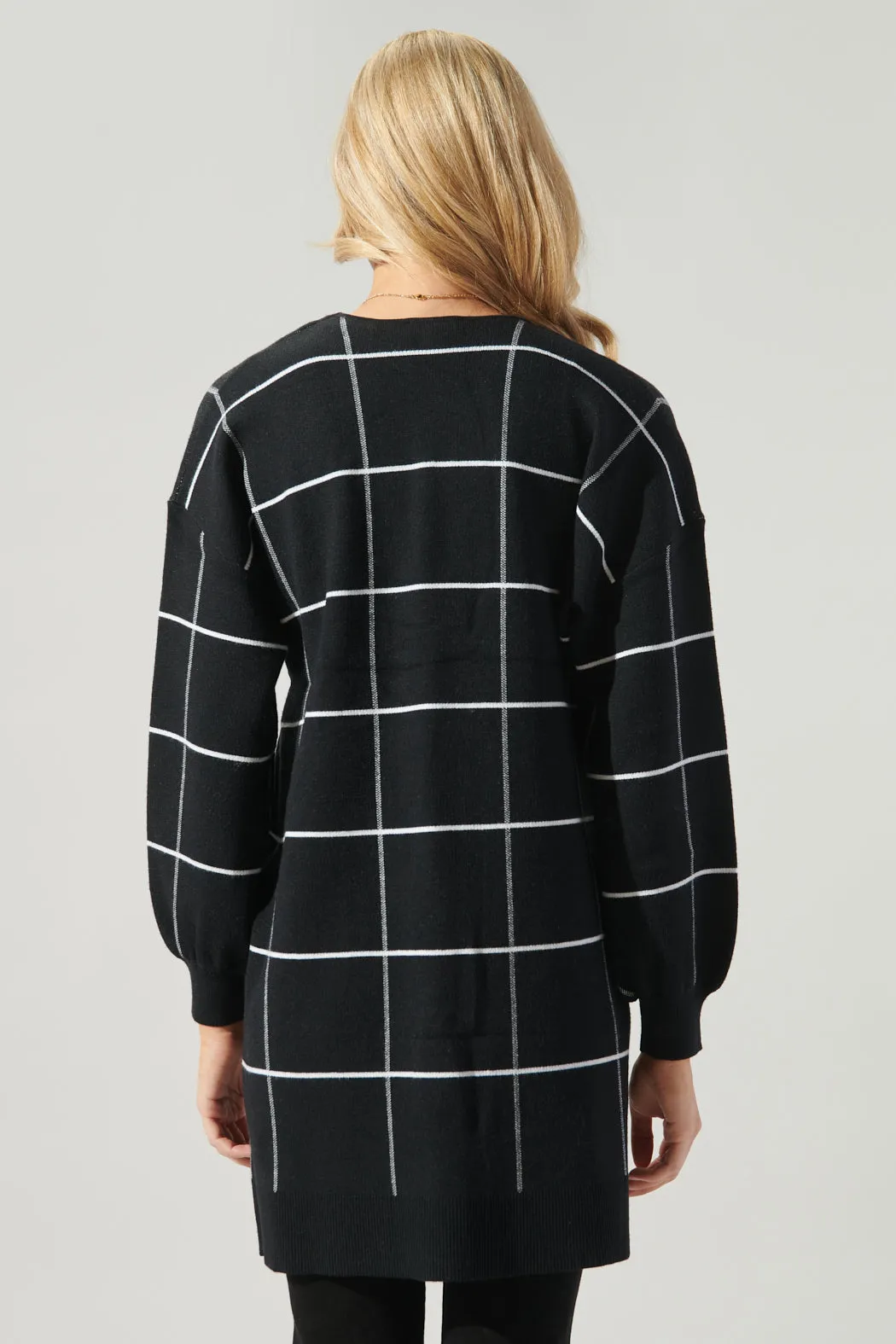 Alicia Windowpane Open Front Cardigan