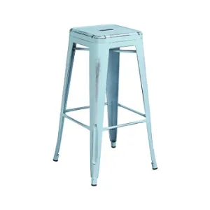 Antique Sky Blue Weathered Finish Tolix Bar Stool