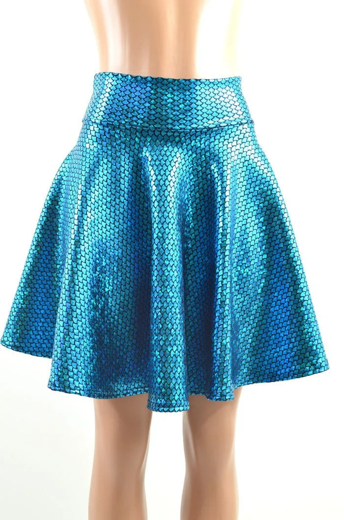 Aquamarine Mermaid Skater Skirt