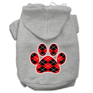 Argyle Paw Red Screen Print Pet Hoodies Grey Size Xs (8)