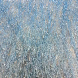 Baby Blue | Silver Metallic Faux Ostrich Feather Lace Fabric