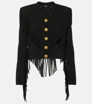 Balmain fringed cardigan, black