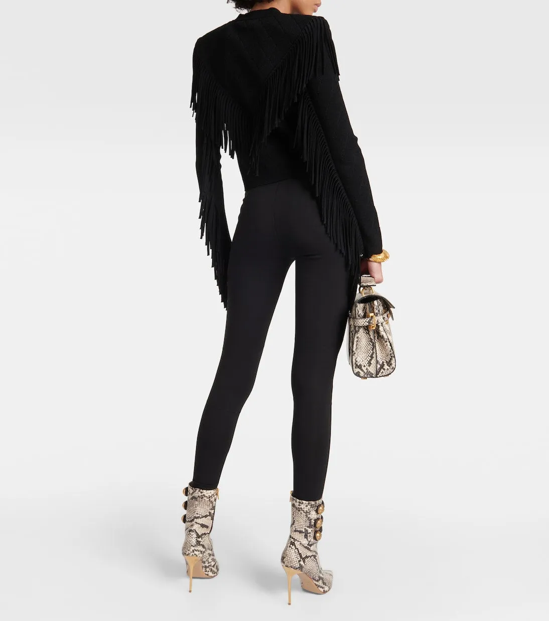 Balmain fringed cardigan, black