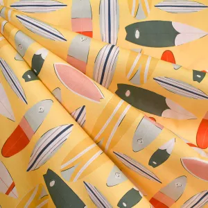 Beach Day Surf's Up Boards Rayon Yellow