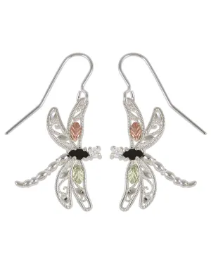 Black Hills Gold Sterling Silver Dragon Fly Earrings