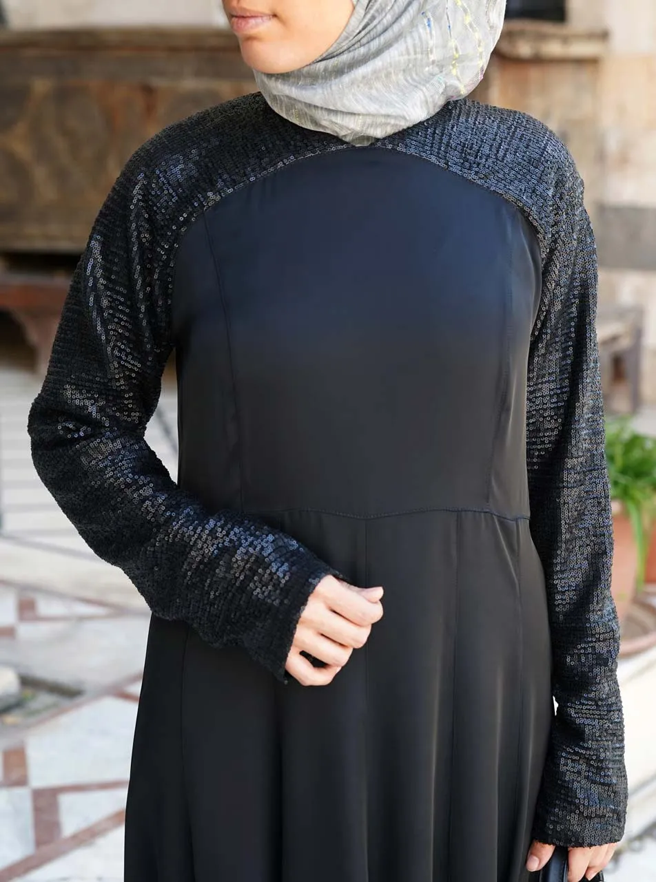 Black Sequin Abaya Gown