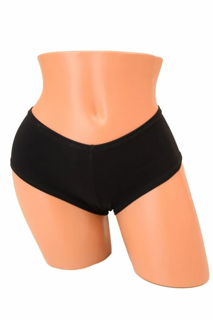 Black Soft Knit Cheeky Booty Shorts