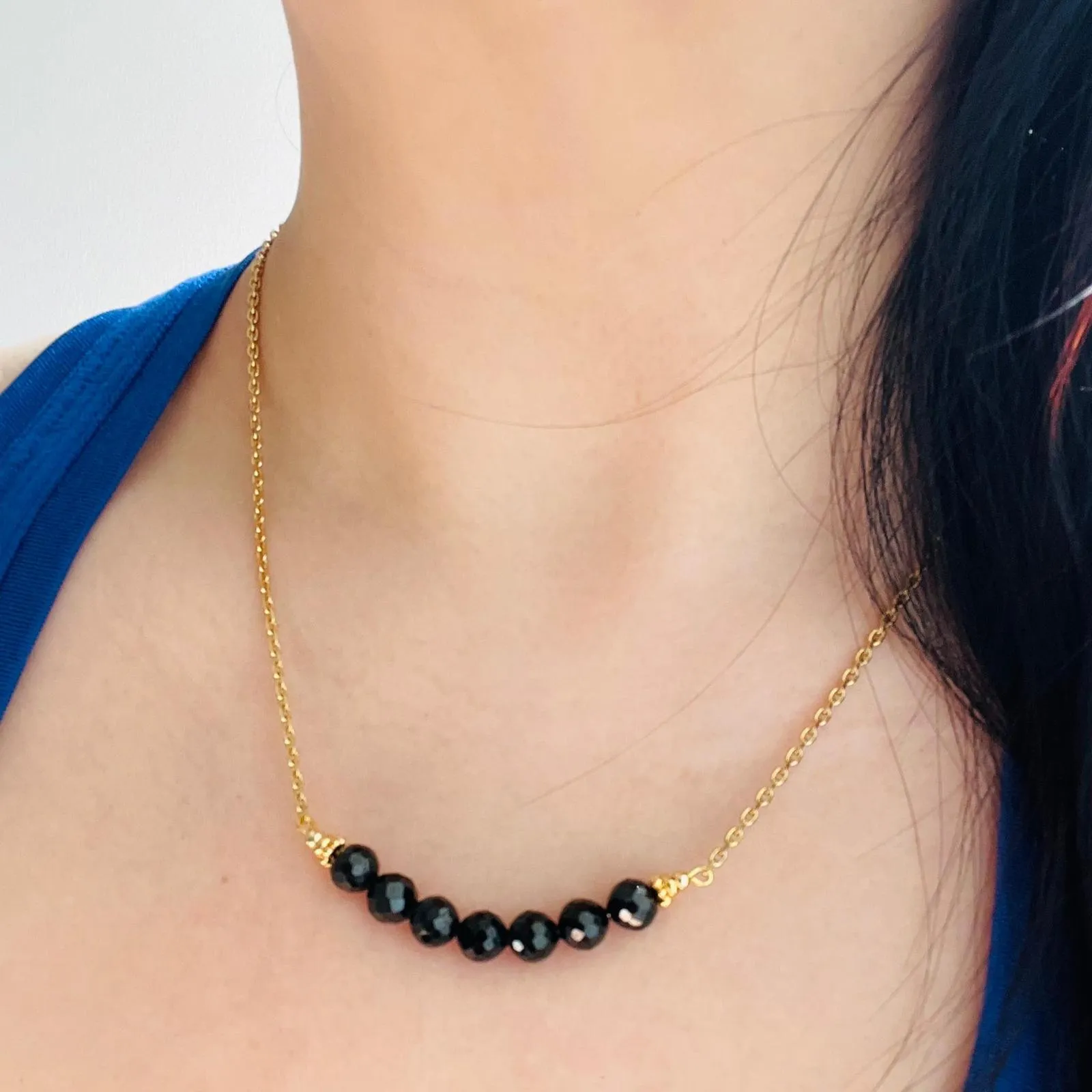 Black Spinel Moon Necklace