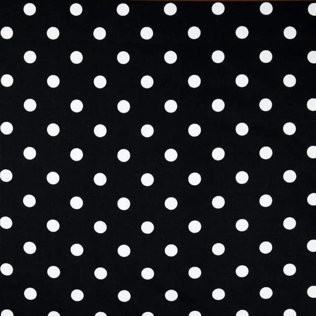 Black White Small Polka Dot Print Poly Cotton Fabric