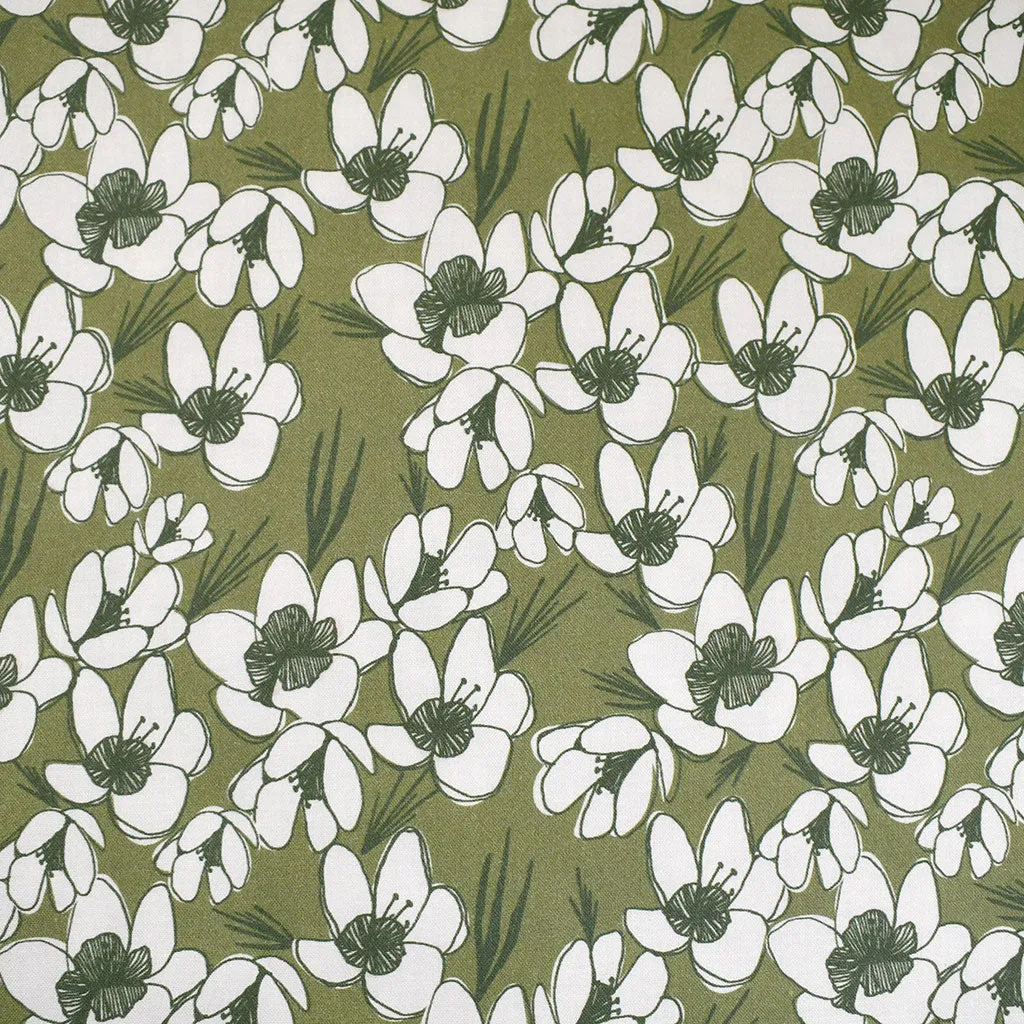 Blossom Tonal Flower Fields Digital Print Cotton Moss