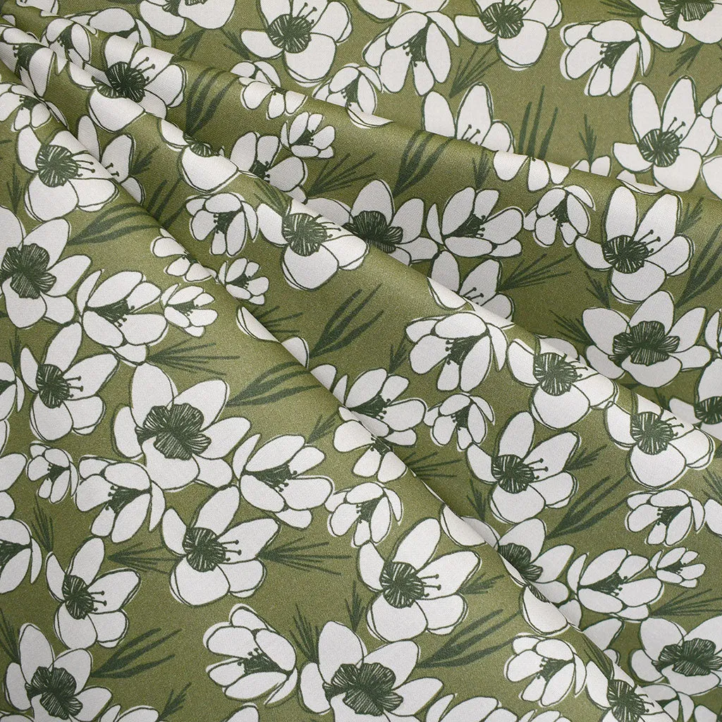 Blossom Tonal Flower Fields Digital Print Cotton Moss