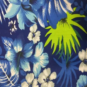 Blue Hawaiian Print Poly Cotton Fabric