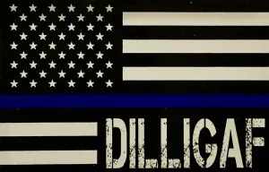 Blue Line Dilligaf Flag Sticker 3 x 2