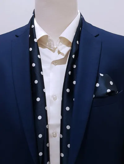 Blue Polka Drops - Silk Scarf & Pocket Square Set