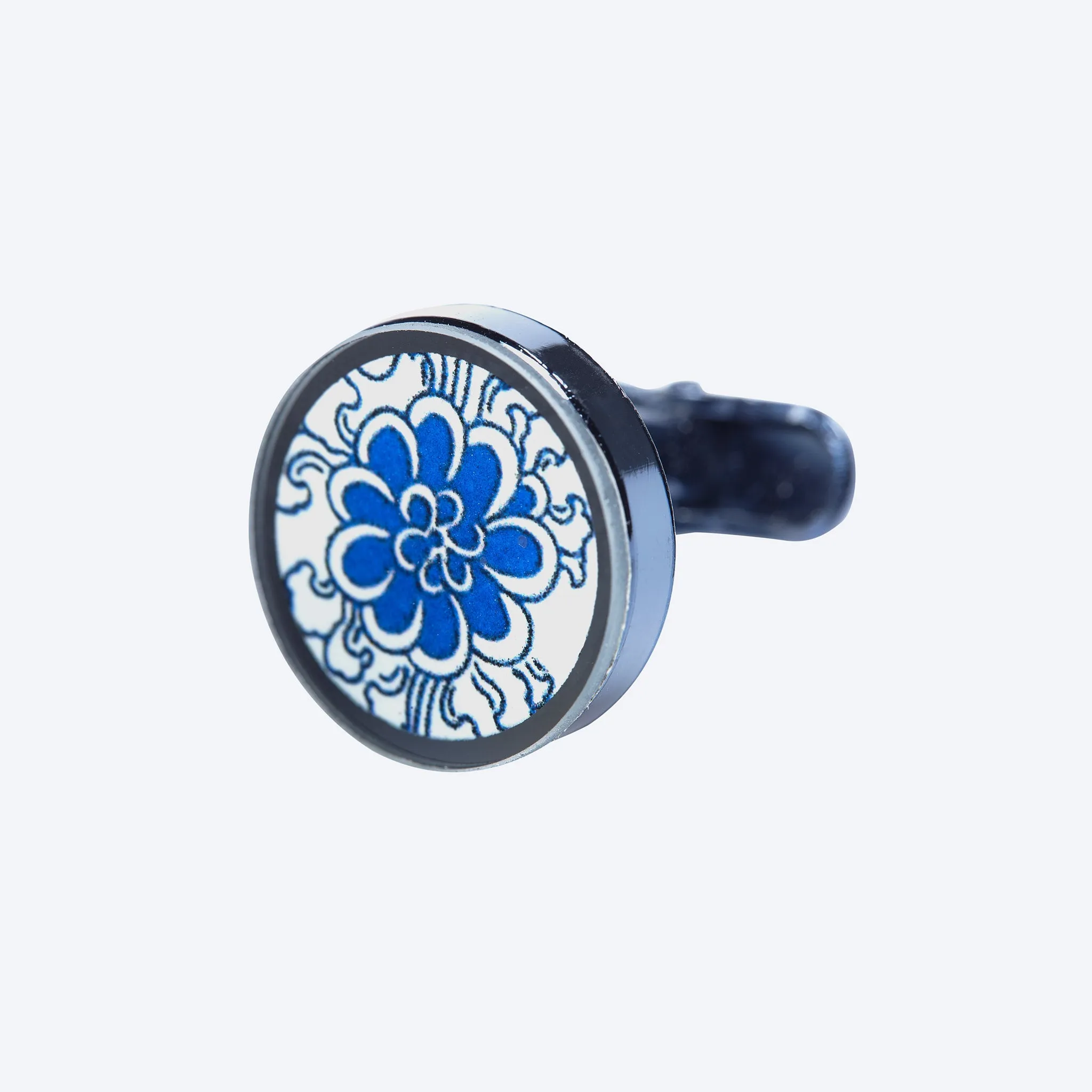 Blue Round Floral Cufflink