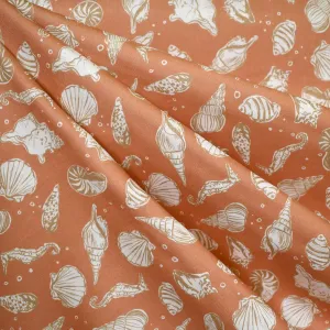 By the Sea Seashells Organic Cotton Double Gauze Coral