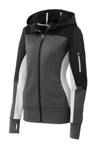 C1745 Ladies Tech Fleece Colorblock Full-Zip Hooded Jacket