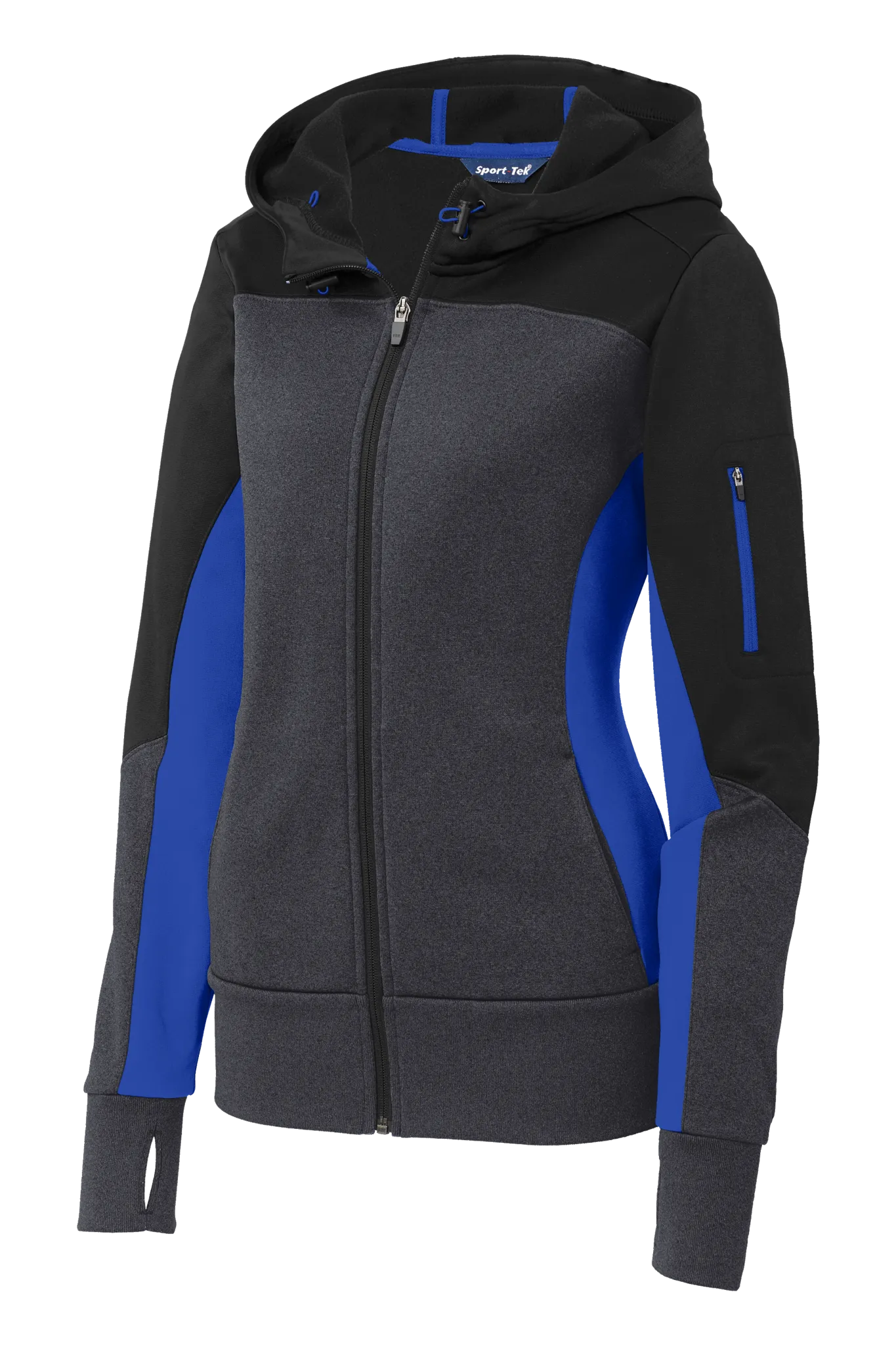 C1745 Ladies Tech Fleece Colorblock Full-Zip Hooded Jacket