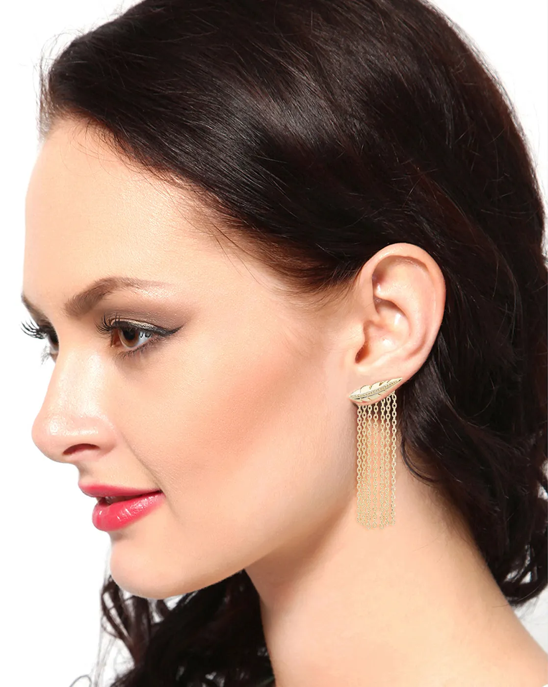 Carlton London Gold Plated Taselled Contemporary Drop Earring For Women