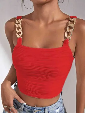 Chain Detail Square Neck Tank