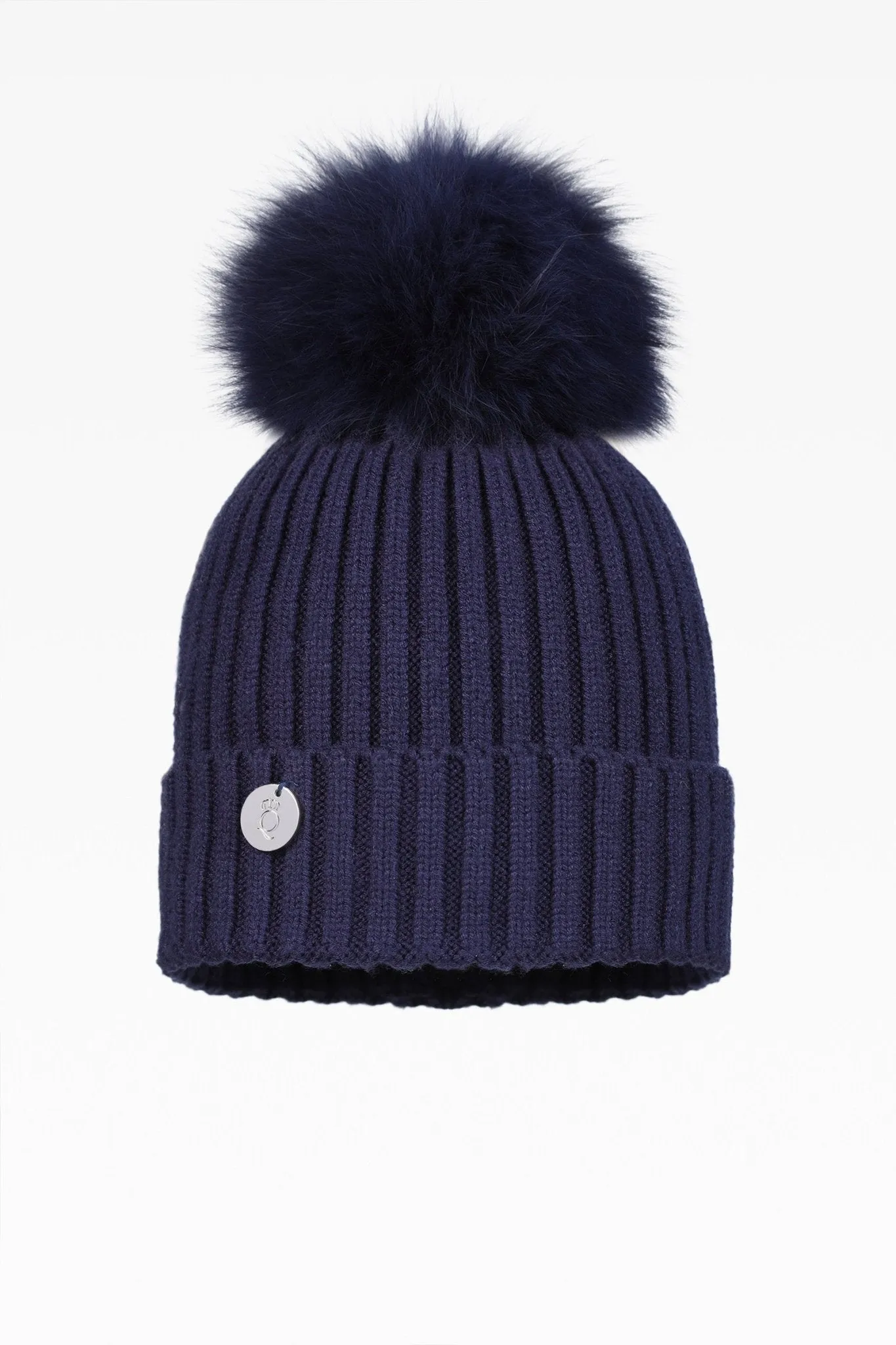 Charlie Rib Pom Pom Hat with Fleece Band - Faux Fur