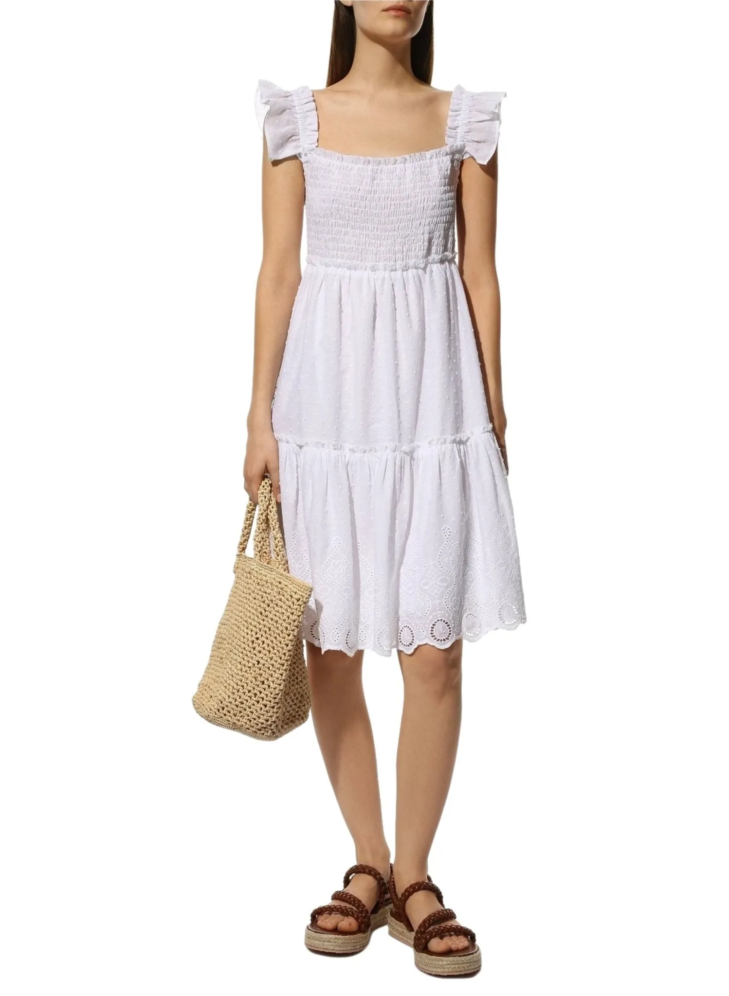 Chloe Short Maternity Dress - White