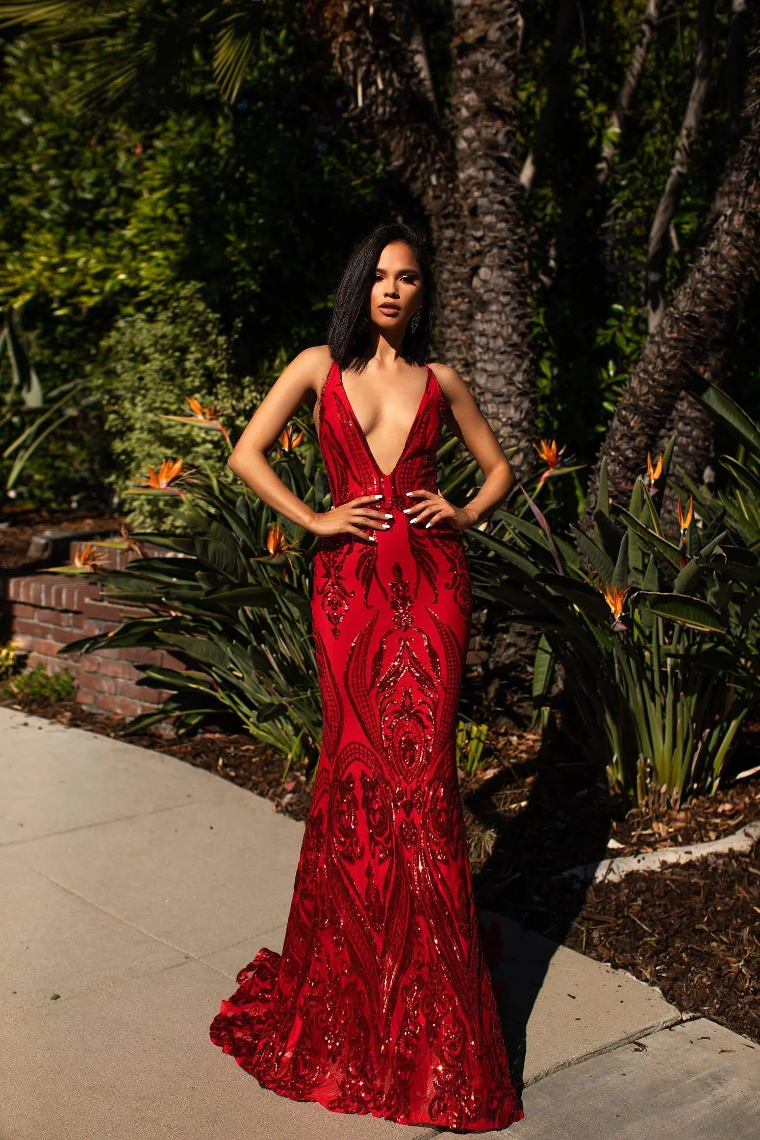 Ciara Sequins Gown - Red