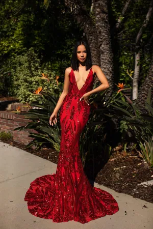 Ciara Sequins Gown - Red