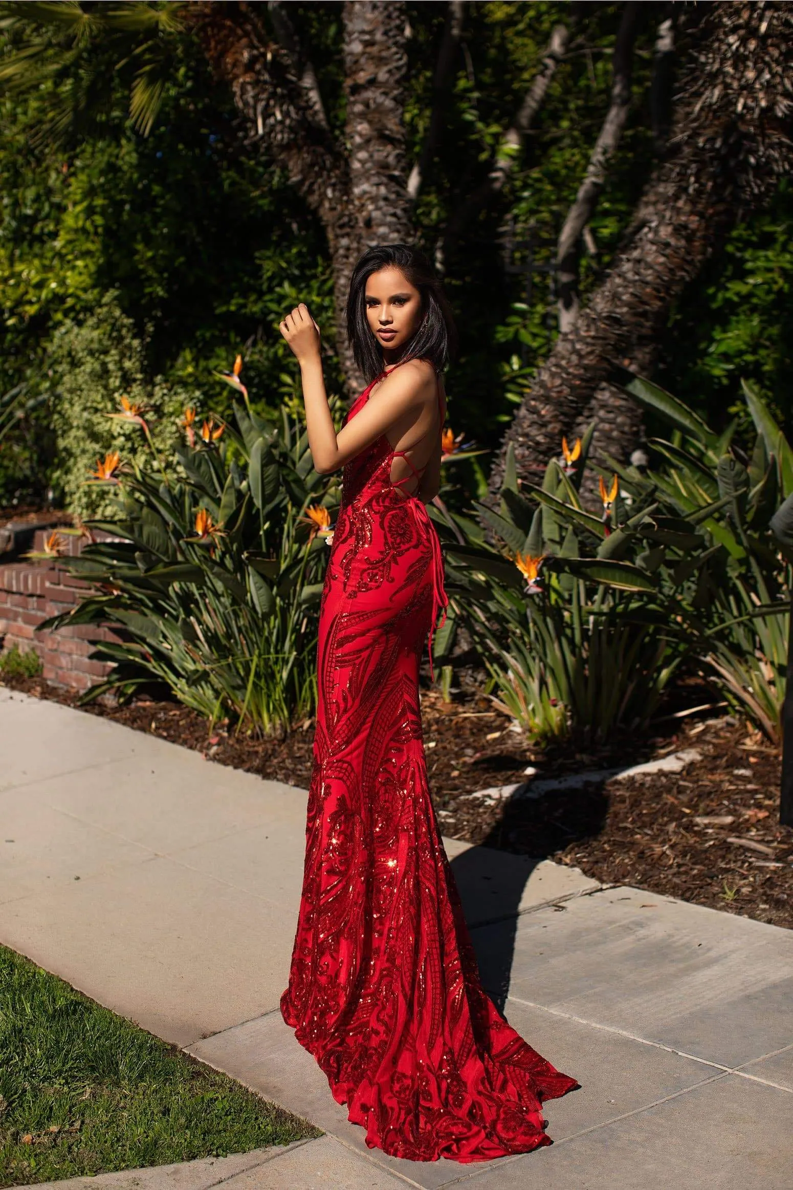 Ciara Sequins Gown - Red