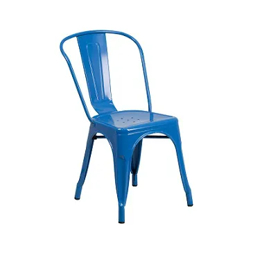 Cobalt Blue Galvanized Tolix Chair In-Outdoor