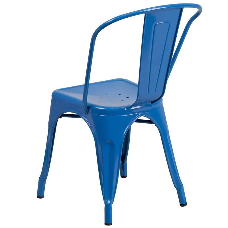 Cobalt Blue Galvanized Tolix Chair In-Outdoor